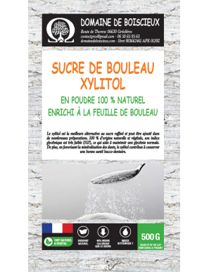500 gr | Sucre de bouleau (xylitol) enrichi aux feuilles de bouleau