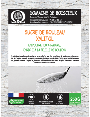 250 gr | Sucre de bouleau (xylitol) enrichi aux feuilles de bouleau